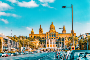 Fototapeta premium BARCELONA, SPAIN - SEPT 04: National Art Museum of Catalonia. Museum of Barcelona, has collections of Modern Art and the Museum of Art. September 04, 2014 National Museum in Barcelon. Spain.
