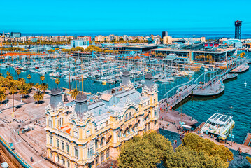 Obraz premium Panorama Barcelona. Port Authority - Admiral Historic Authority