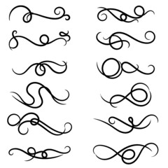 set of dividers calligraphic line elements for design