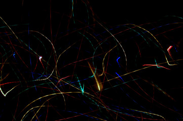 christmas lights garland blurred in the dark