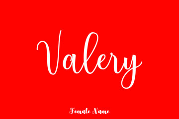 Valery-Female Name Calligraphy Text On Red Background