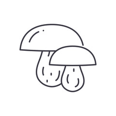 Mushroom icon, linear isolated illustration, thin line vector, web design sign, outline concept symbol with editable stroke on white background.