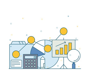 Illustration of statistics report for business and finance presentation.