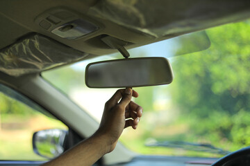 Car rear view mirror setting