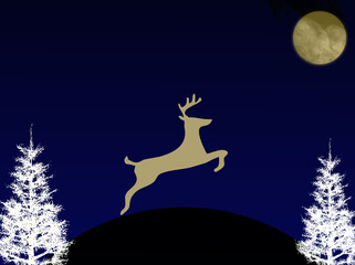 Obraz na płótnie Canvas Silhouette of a gazelle against the background of the night sky