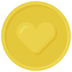 gold coin with heart sign. Vector illustration