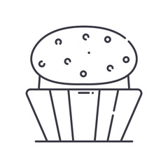 Muffin icon, linear isolated illustration, thin line vector, web design sign, outline concept symbol with editable stroke on white background.
