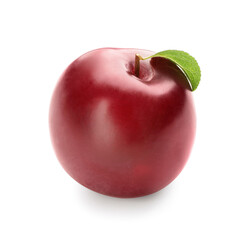 Fresh ripe plum isolated on white background