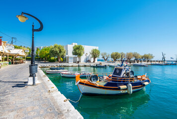 Fototapeta premium Pythagoreio Harbour view. Pythagoreio is the most popular village in Samos Island.