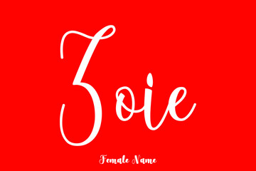 Zoie-Female Name Cursive Typography Text On Red Background