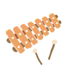 Cute Xylophone; Watercolor style icon, Hand drawn vector illustration like watercolor
