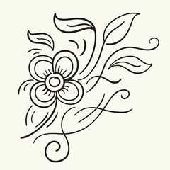 Vector Hand Drawn flowers. Vector illustration.