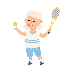 Obraz na płótnie Canvas Cute Girl Playing Table Tennis, Kid Doing Sports, Active Healthy Lifestyle Concept Cartoon Style Vector Illustration