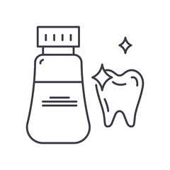Mouthwash solution icon, linear isolated illustration, thin line vector, web design sign, outline concept symbol with editable stroke on white background.