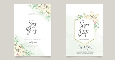 Fototapeta na wymiar the beautiful floral wedding invitations card template