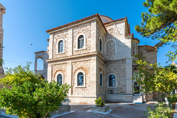 Fototapeta na wymiar A church at Castle of Lykourgos Logothetis in Samos Island