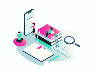 Fototapeta premium College student isometric 3D vector concept for landing page, template, ui, web, homepage, poster, banner, flyer