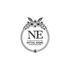 NE Initial handwriting logo template vector 