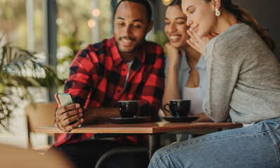 Friends hanging out a cafe