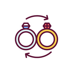 Exchange ring line icon. Isolated vector element.