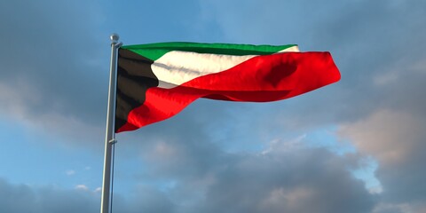3d rendering of the national flag of the Kuwait