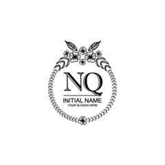 NQ Initial handwriting logo template vector 