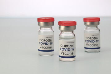 Corona vaccine bottle close up