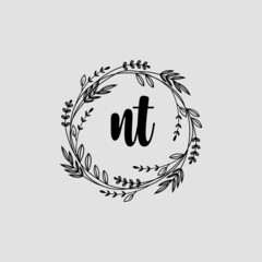 NT Initial handwriting logo template vector 