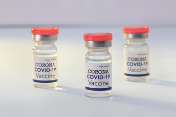 Corona vaccine bottle close up