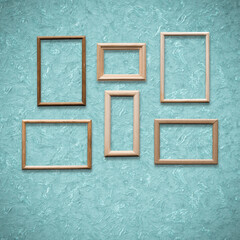Fototapeta premium frames on old blue wall