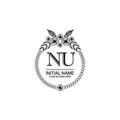 NU Initial handwriting logo template vector 