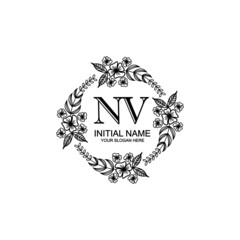 NV Initial handwriting logo template vector 