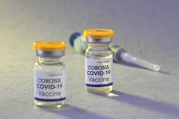 Corona vaccine bottle close up