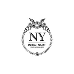 NY Initial handwriting logo template vector 