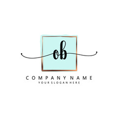 OB Initial handwriting logo template vector 