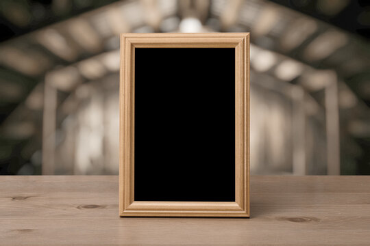 photo frame in old wooden interior