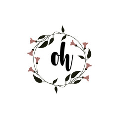 OH Initial handwriting logo template vector 