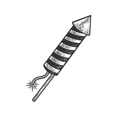 Fireworks rocket launch sketch raster illustration