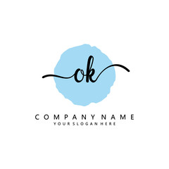 OK Initial handwriting logo template vector 