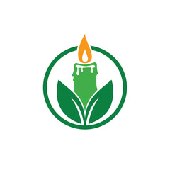 Candle leaf vector logo design. Eco candle logo design concept.