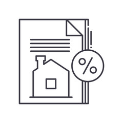 Mortgage concept icon, linear isolated illustration, thin line vector, web design sign, outline concept symbol with editable stroke on white background.