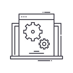 Monitoring system icon, linear isolated illustration, thin line vector, web design sign, outline concept symbol with editable stroke on white background.