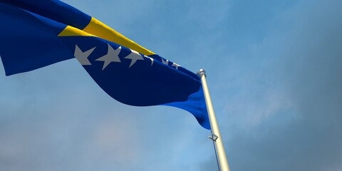 Fototapeta premium 3d rendering of the national flag of the Bosnia and Herzegovina
