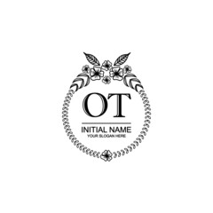 OT Initial handwriting logo template vector 
