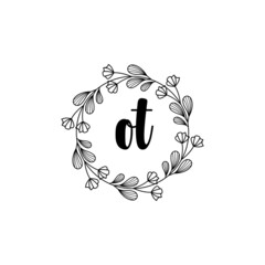 OT Initial handwriting logo template vector 