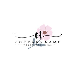 OT Initial handwriting logo template vector 