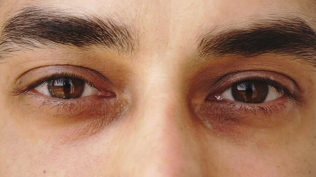 Close up of man's brown eyes 