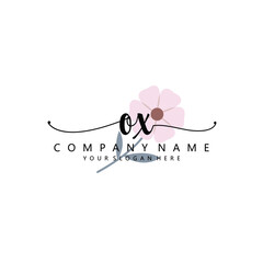 Fototapeta premium OX Initial handwriting logo template vector 