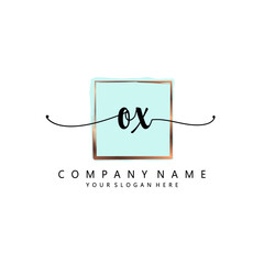 OX Initial handwriting logo template vector 