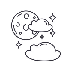Moon icon, linear isolated illustration, thin line vector, web design sign, outline concept symbol with editable stroke on white background.